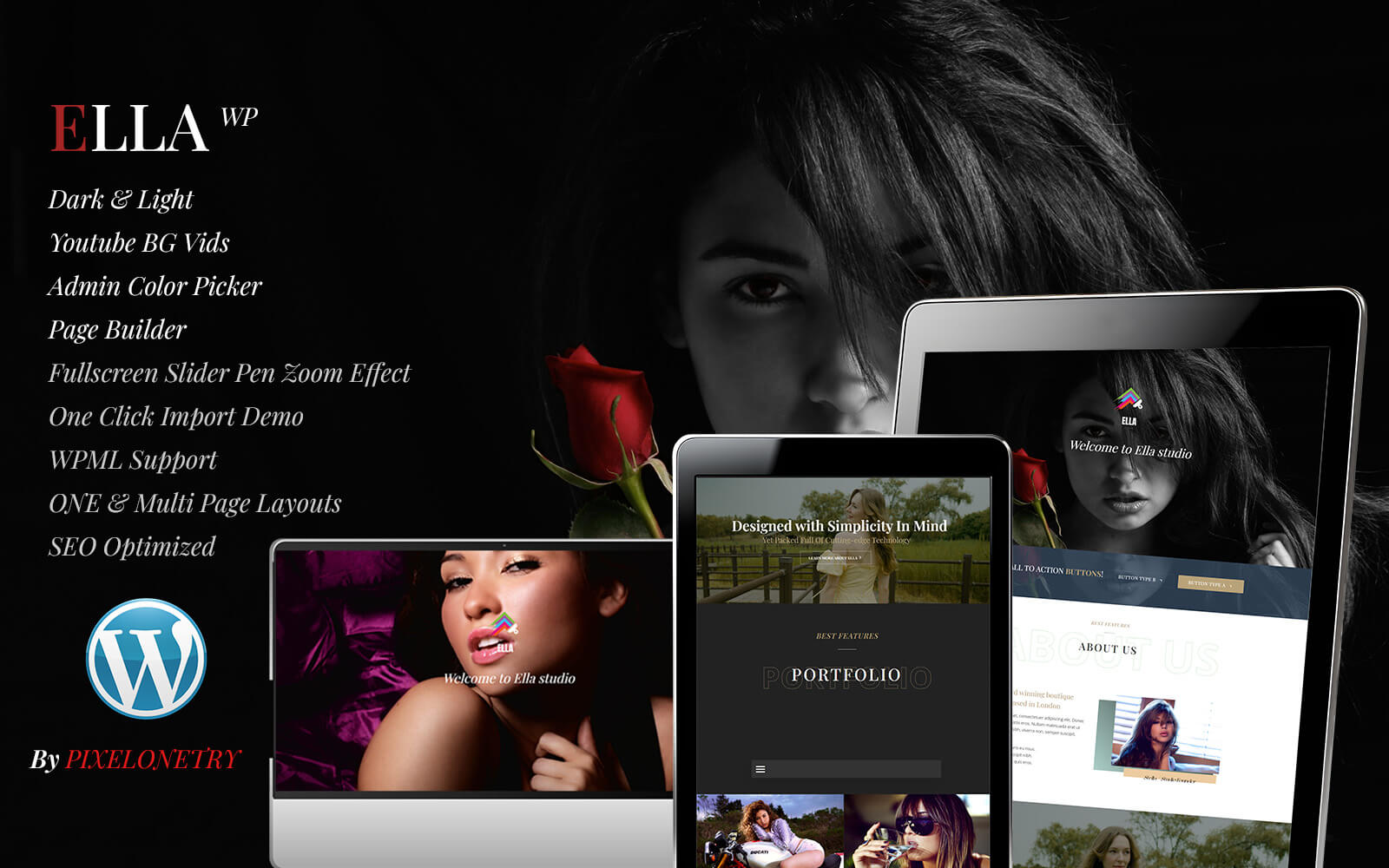Ella – Creative One Page Portfolio WordPress Theme