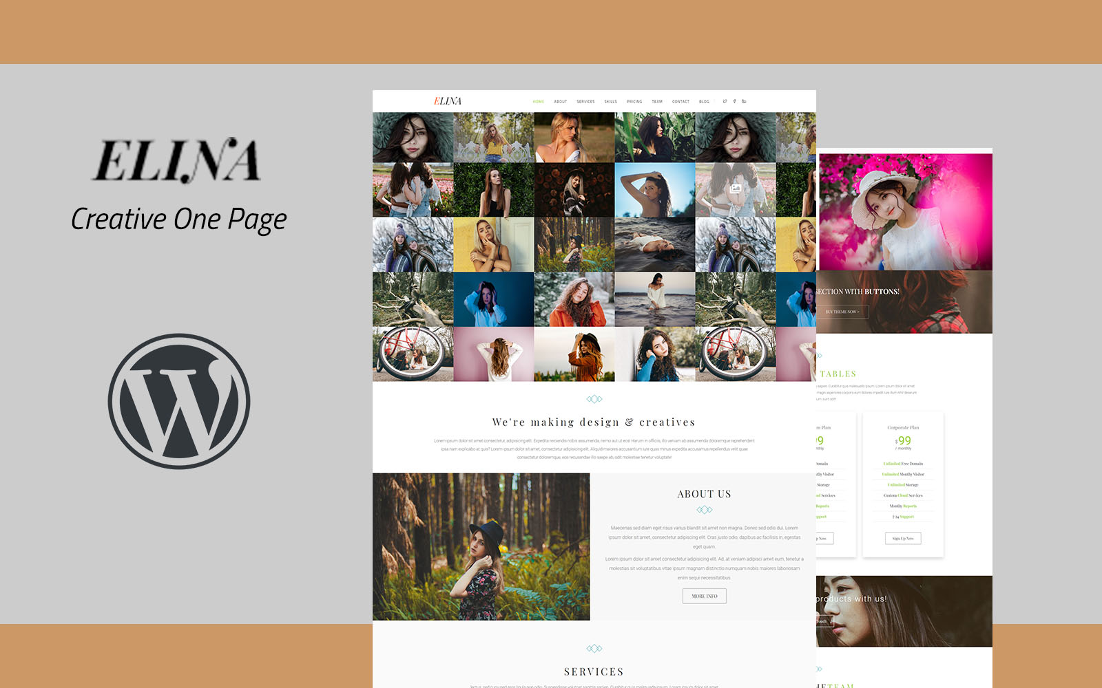 Elina – Creative One Page WordPress Theme